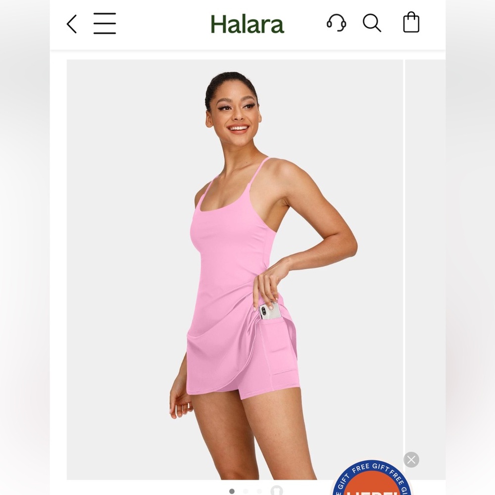 Halara active dress, peach colour size M